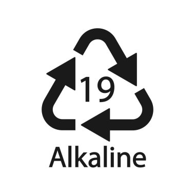 Batarya geri dönüşüm kodu Alkalin 19. Vektör illüstrasyonu
