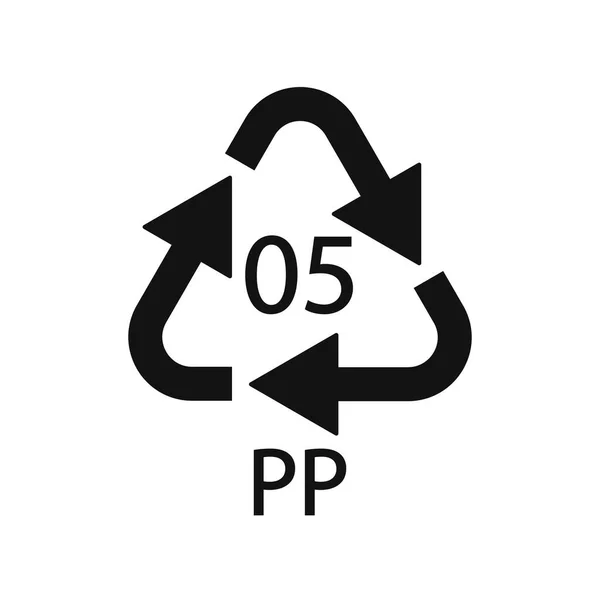 Simbolo Plastica Riciclare Icona Vettoriale — Vettoriale Stock