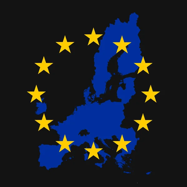 High Quality Map Europe Flag Black Background — 图库矢量图片