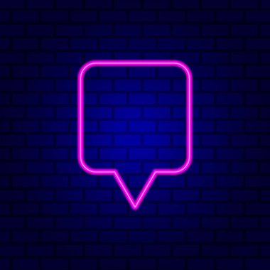 Neon Spech Baloncuk Pankartı Karanlık Boş Grunge Brick Arkaplanı.