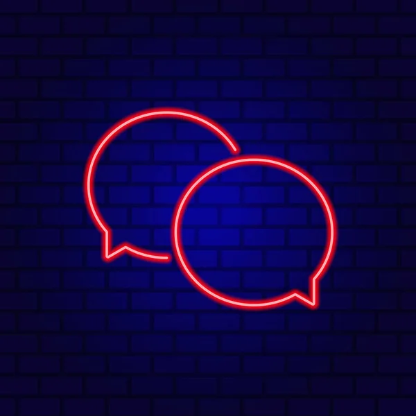 Neon Spech Bubble Banner Dark Empty Grunge Brick Background — 스톡 벡터