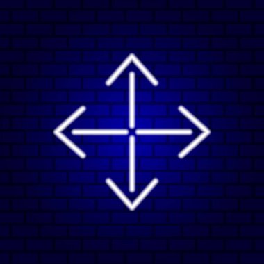 Parlak yönlü ok neon ışığı. Vektör illüstrasyonu.