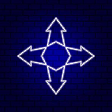 Parlak yönlü ok neon ışığı. Vektör illüstrasyonu.