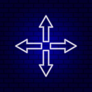 Parlak yönlü ok neon ışığı. Vektör illüstrasyonu.