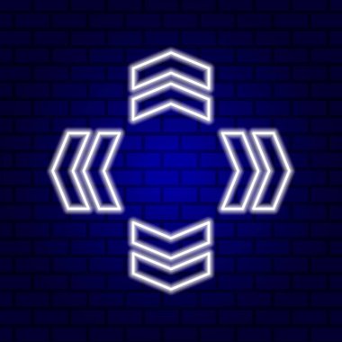 Parlak yönlü ok neon ışığı. Vektör illüstrasyonu.