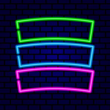 Neon tabela. Klasik çerçeve. Metin için alanı olan neon lamba. Vektör illüstrasyonu.