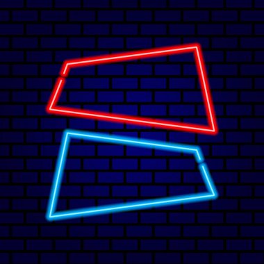 Neon tabela. Klasik çerçeve. Metin için alanı olan neon lamba. Vektör illüstrasyonu.