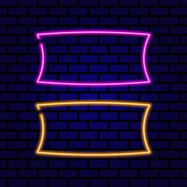 Neon tabela. Klasik çerçeve. Metin için alanı olan neon lamba. Vektör illüstrasyonu.