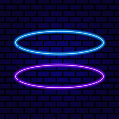 Neon tabela. Klasik çerçeve. Metin için alanı olan neon lamba. Vektör illüstrasyonu.