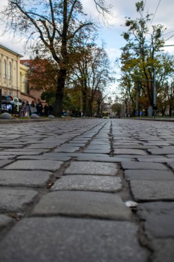 Antik Lviv seyahat fotoğrafı, sokak fotoğrafı.