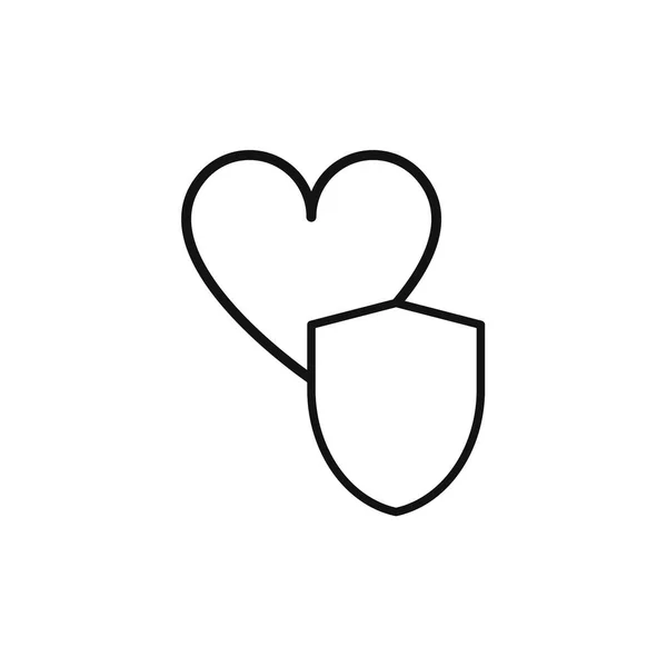 Плоское Сердце Защитным Знаком — стоковый вектор