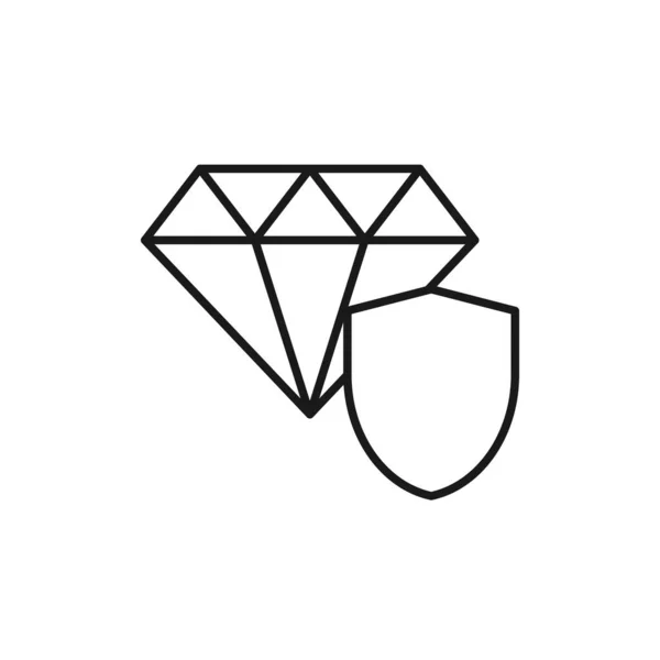 Diamant Icône Vectorielle Pierre Gemme Pour Bijoux Avec Signe Protection — Image vectorielle