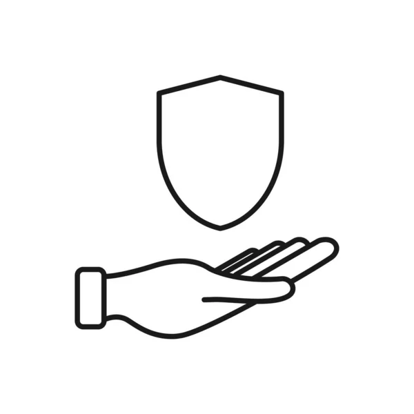Hand Line Ikon Med Skyddstecken — Stock vektor