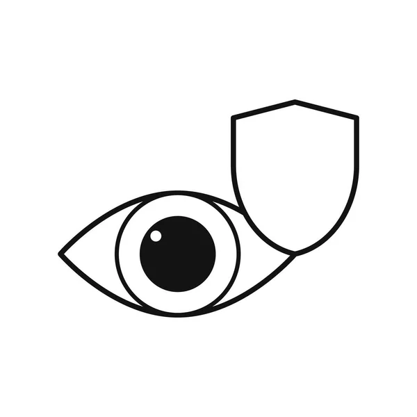 Ícone Olho Simples Com Sinal Proteção — Vetor de Stock