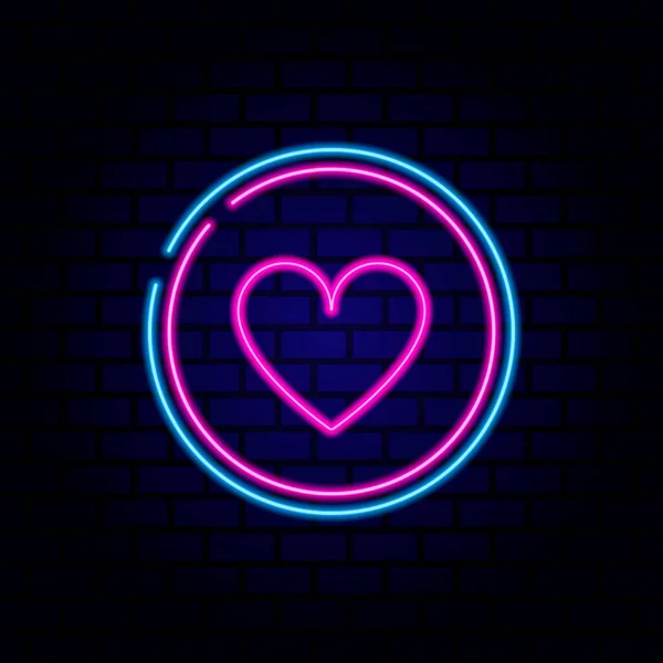 Neon Signboard Heart Vector Illustration — Stock Vector