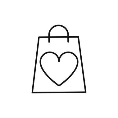Alışveriş çantası ile kalp satırı simgesi