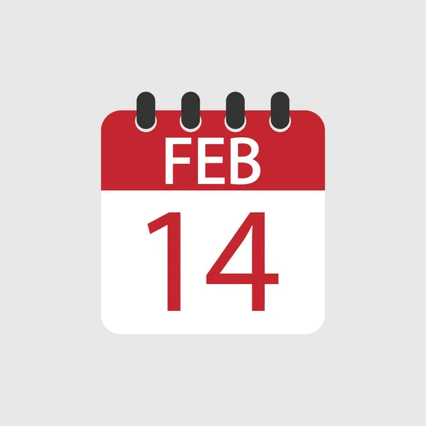 Calendario Febrero Día San Valentín Diseño Plano — Archivo Imágenes Vectoriales