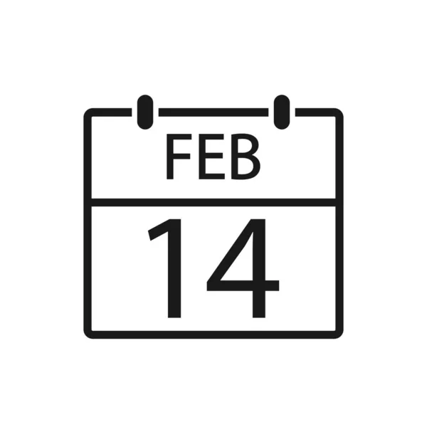 Calendario Febrero Día San Valentín Vacaciones — Archivo Imágenes Vectoriales
