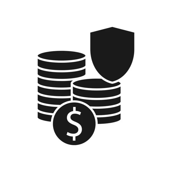 Coins Icon Protection Sign Vector Illustration — Διανυσματικό Αρχείο