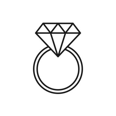 Sevgililer Günü elmas yüzük düz simgesi