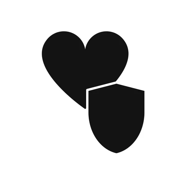 Плоское Сердце Защитным Знаком — стоковый вектор