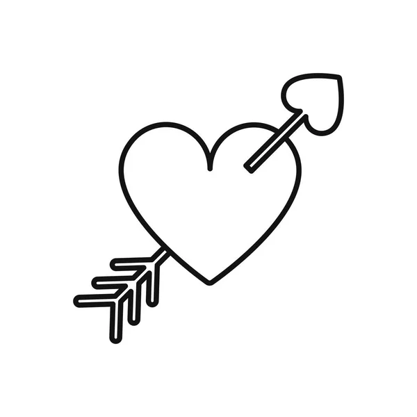 Сердце Стрелкой Значок Векторной Линии Дню Святого Валентина — стоковый вектор