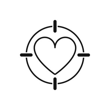 Hedefteki kalp simgesi, vektör illüstrasyonu.