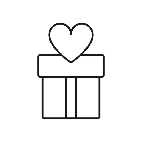 Geschenkbox Herz Symbol Flaches Design — Stockvektor