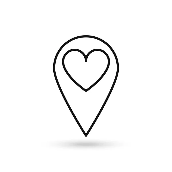 Puntero Mapa Con Icono Corazón Ilustración Vectorial — Archivo Imágenes Vectoriales