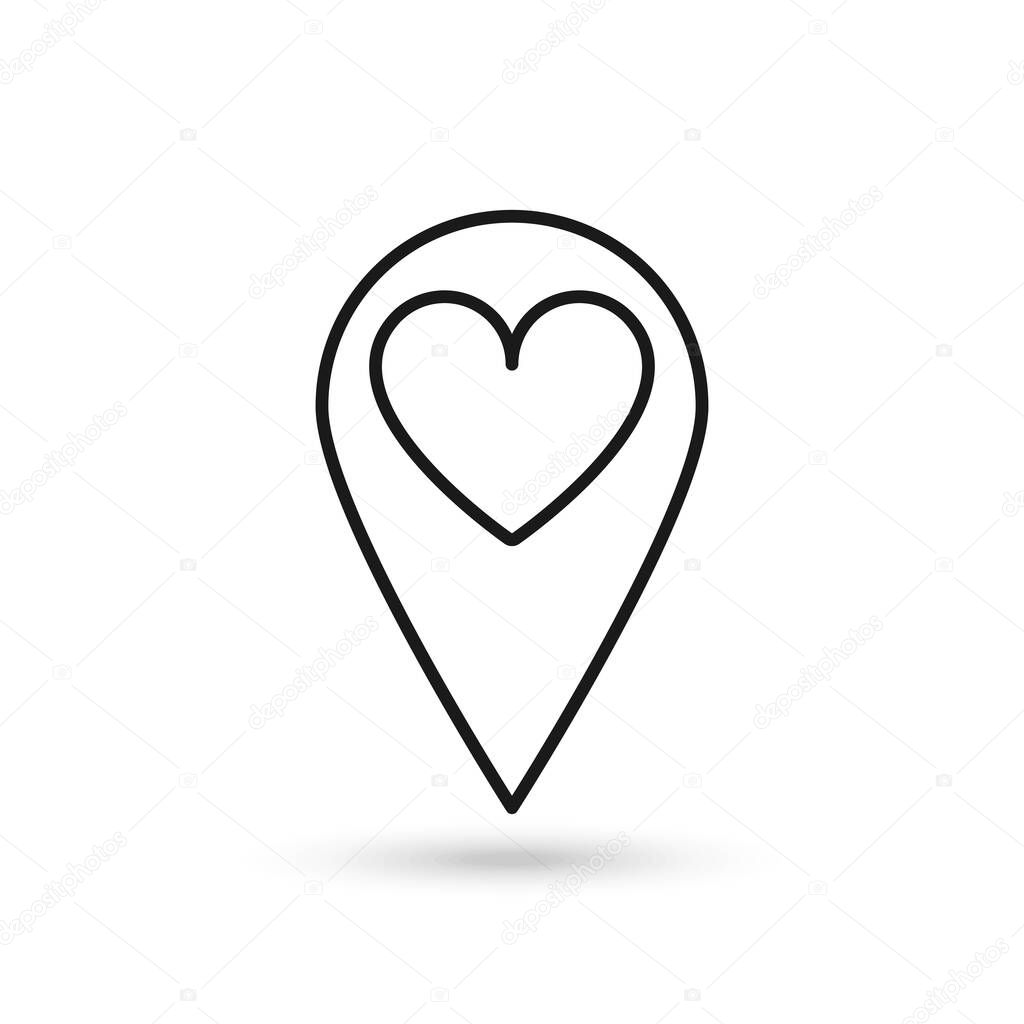 Map pointer with heart icon. Vector illustration