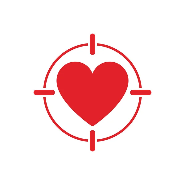 Heart Icon Target Crosshair Vector Illustration — Stock Vector