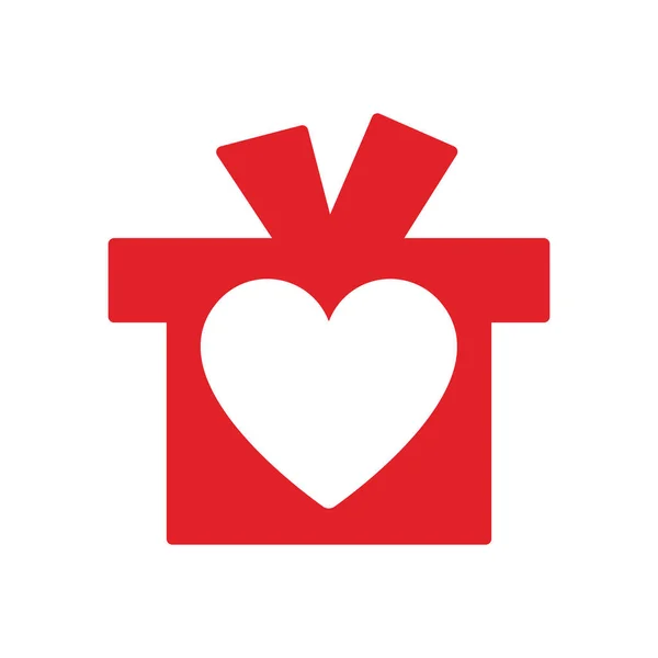 Gift Box Heart Icon Flat Design — Stock Vector
