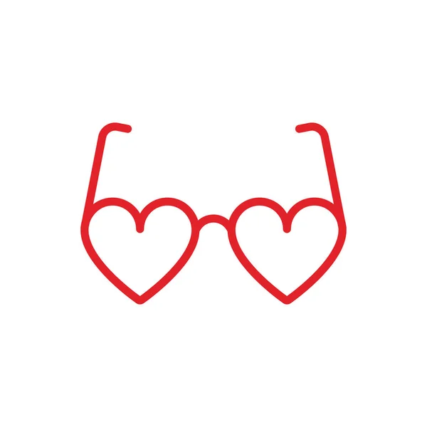 Heart Sunglasses Icon Silhouette Flat Design — Stock Vector