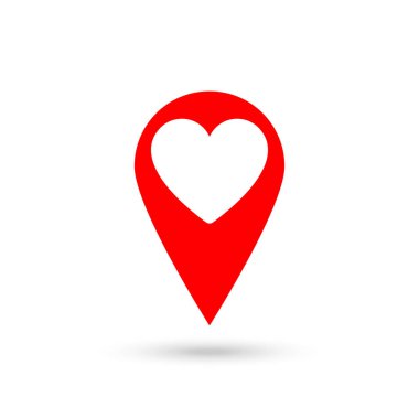 harita göstergesi ile kalp simgesi. vektör çizim