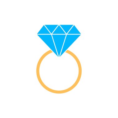 Sevgililer Günü elmas yüzük düz simgesi