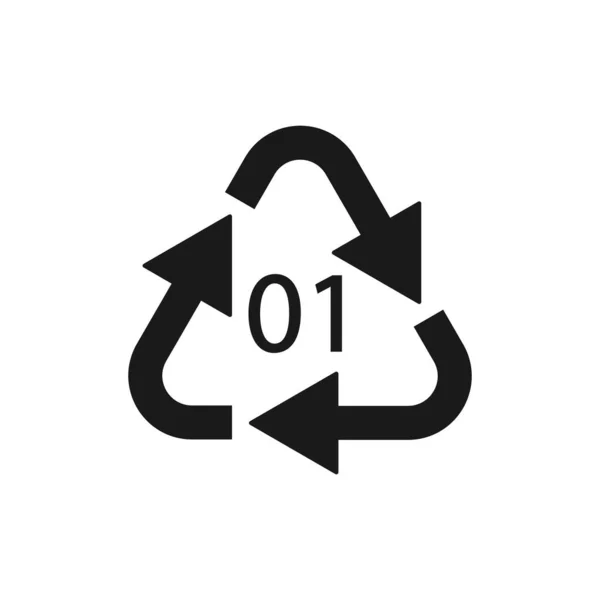 Pet 01循环代码符号 塑料循环利用载体聚乙烯标志 — 图库矢量图片