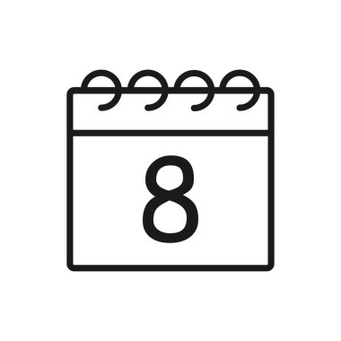 8 Mart, Takvim simgesi. Düz vektör çizimi. Uluslararası Kadınlar Günü.