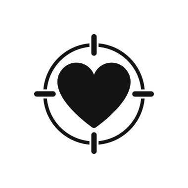 Hedefteki kalp simgesi, vektör illüstrasyonu.