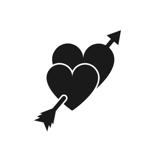 Hearts Arrow Icon Valentines Day Vector Line Icon — Stock Vector