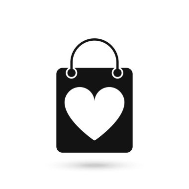 Alışveriş çantası ile kalp satırı simgesi