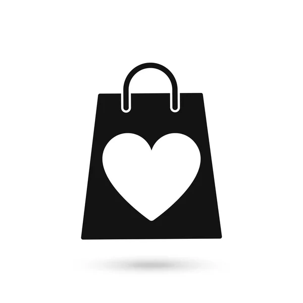 Мешок Покупок Иконкой Сердечной Линии — стоковый вектор
