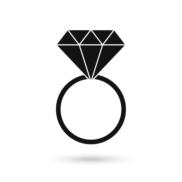 Valentines Day Diamond Ring Flat Icon — Stock Vector