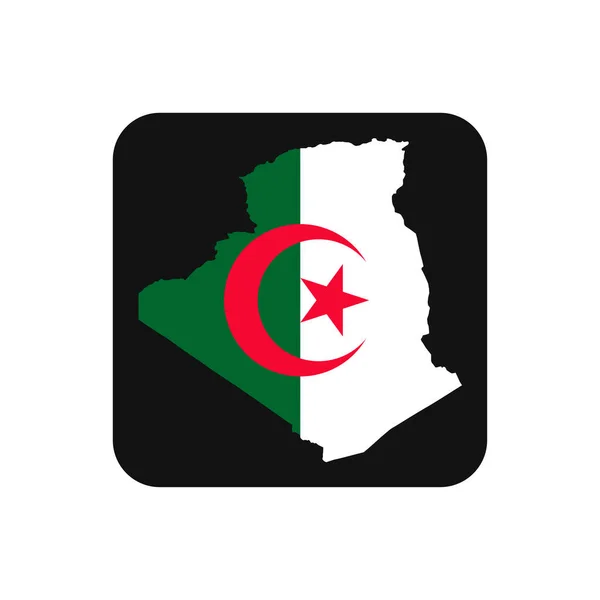 Algeria Mappa Sagoma Con Bandiera Sfondo Nero — Vettoriale Stock