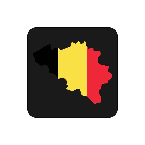 Belgique Carte Silhouette Avec Drapeau Sur Fond Noir — Image vectorielle