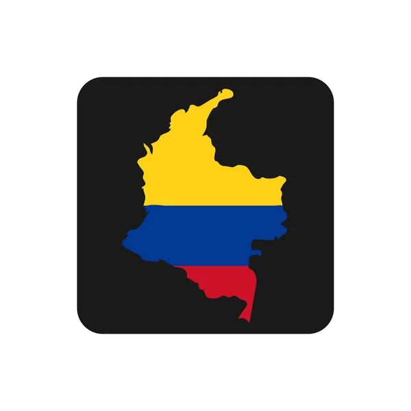 哥伦比亚地图的轮廓 带有黑色背景的国旗 — 图库矢量图片