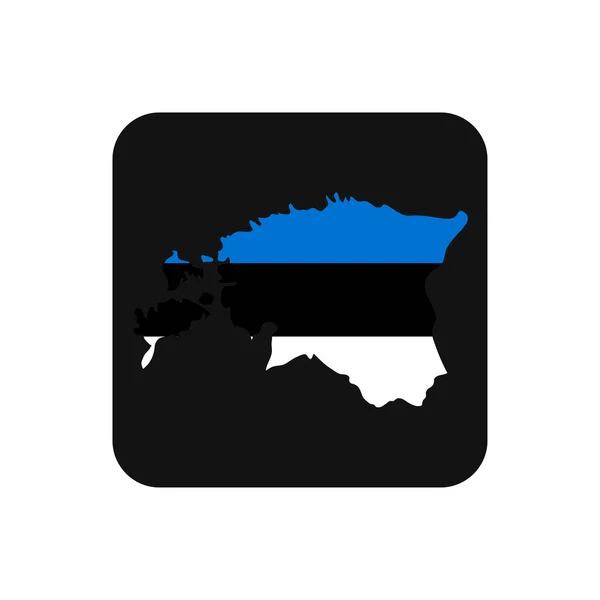 Estonia Mappa Silhouette Con Bandiera Sfondo Nero — Vettoriale Stock