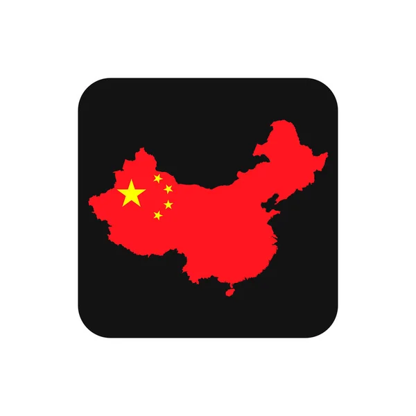 China Mapa Silhueta Com Bandeira Fundo Preto — Vetor de Stock