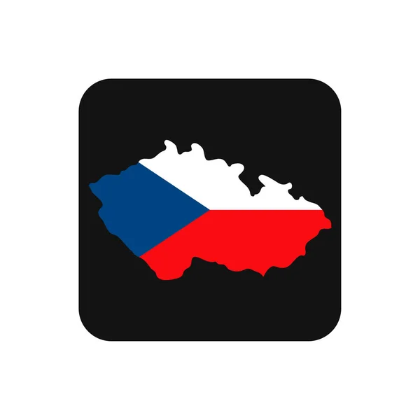 Czech Republic Mapa Sylwetka Flagą Czarnym Tle — Wektor stockowy