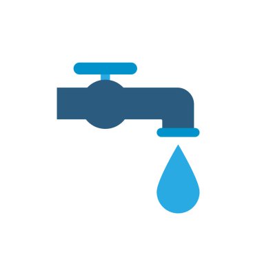 Beyaz arkaplanda su damlası vektör simgesi olan musluk.