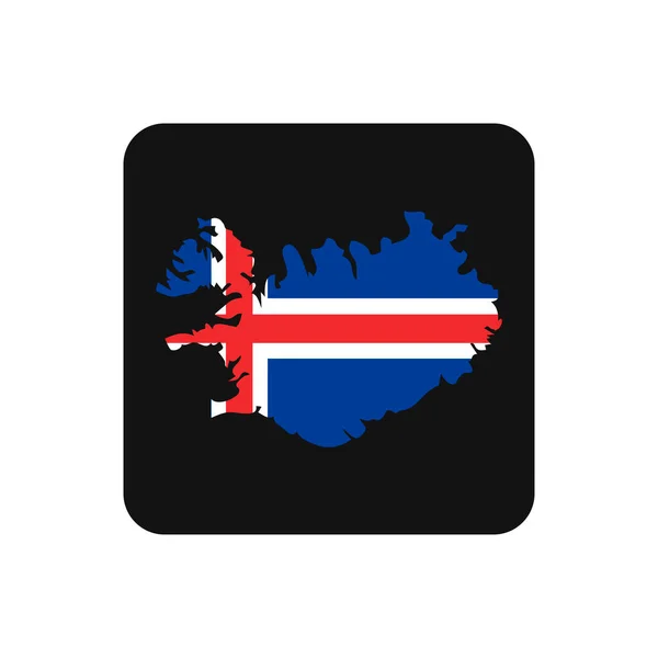 Islandia Mapa Silueta Con Bandera Sobre Fondo Negro — Vector de stock